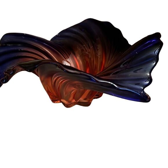 Vintage Mikasa‎ Pink/Blue Swirl Wave CRYSTAL Large 14" CENTERPIECE Bowl - Picture 1 of 4